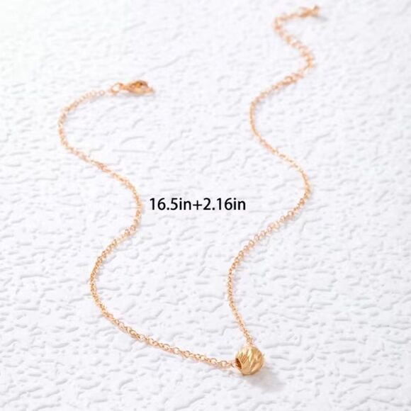 NEW … Simple Gold Ball Necklace - Picture 5 of 7